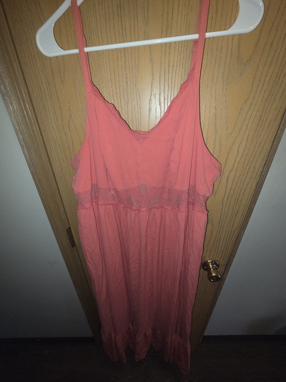 Torrid Coral Lace-Trim Maxi Dress Size 2 EUC